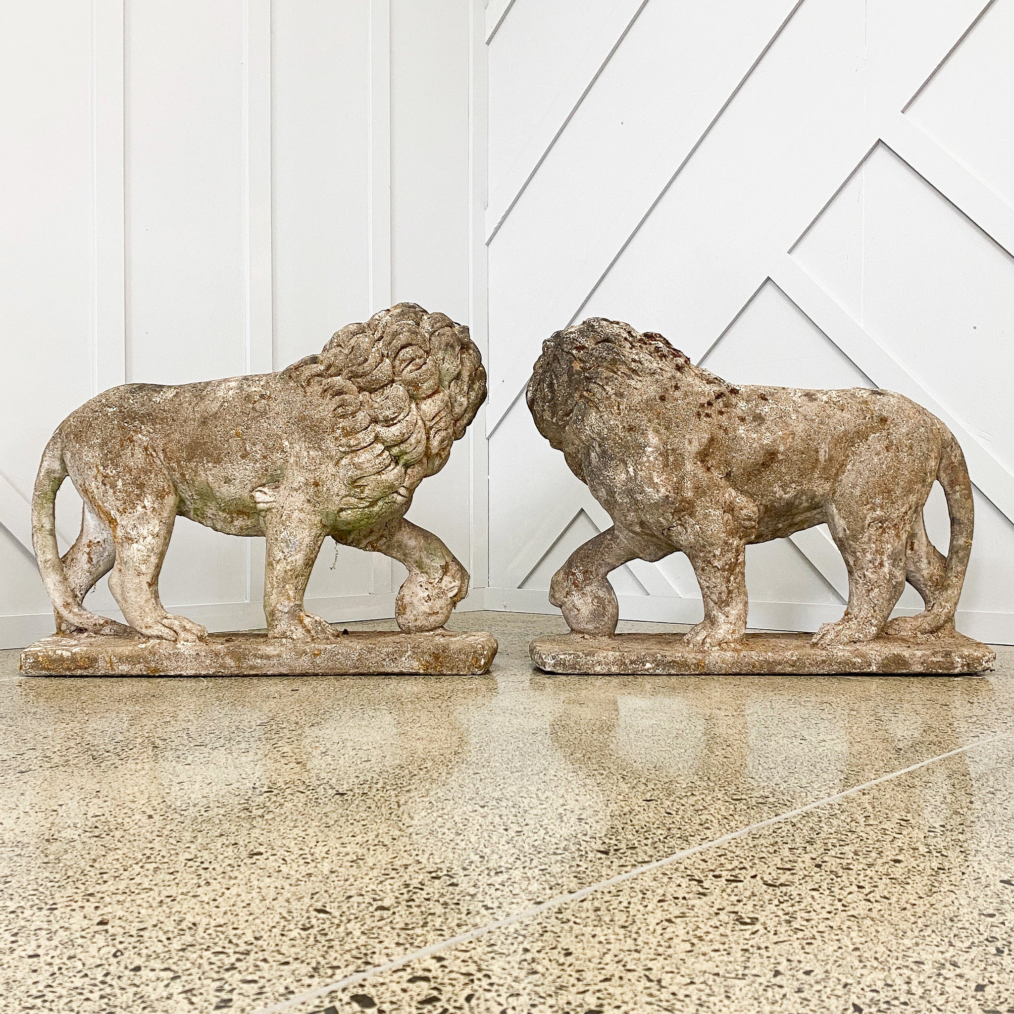 Antique Composite Stone Lions