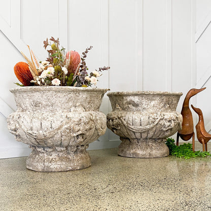 Antique Composite Stone Garden Urns