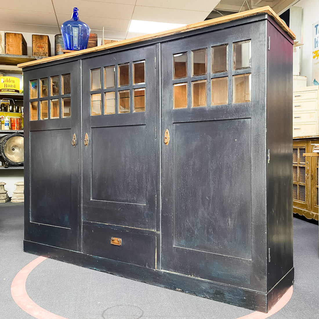 Vintage Oak Painted Kitchen Cabinet