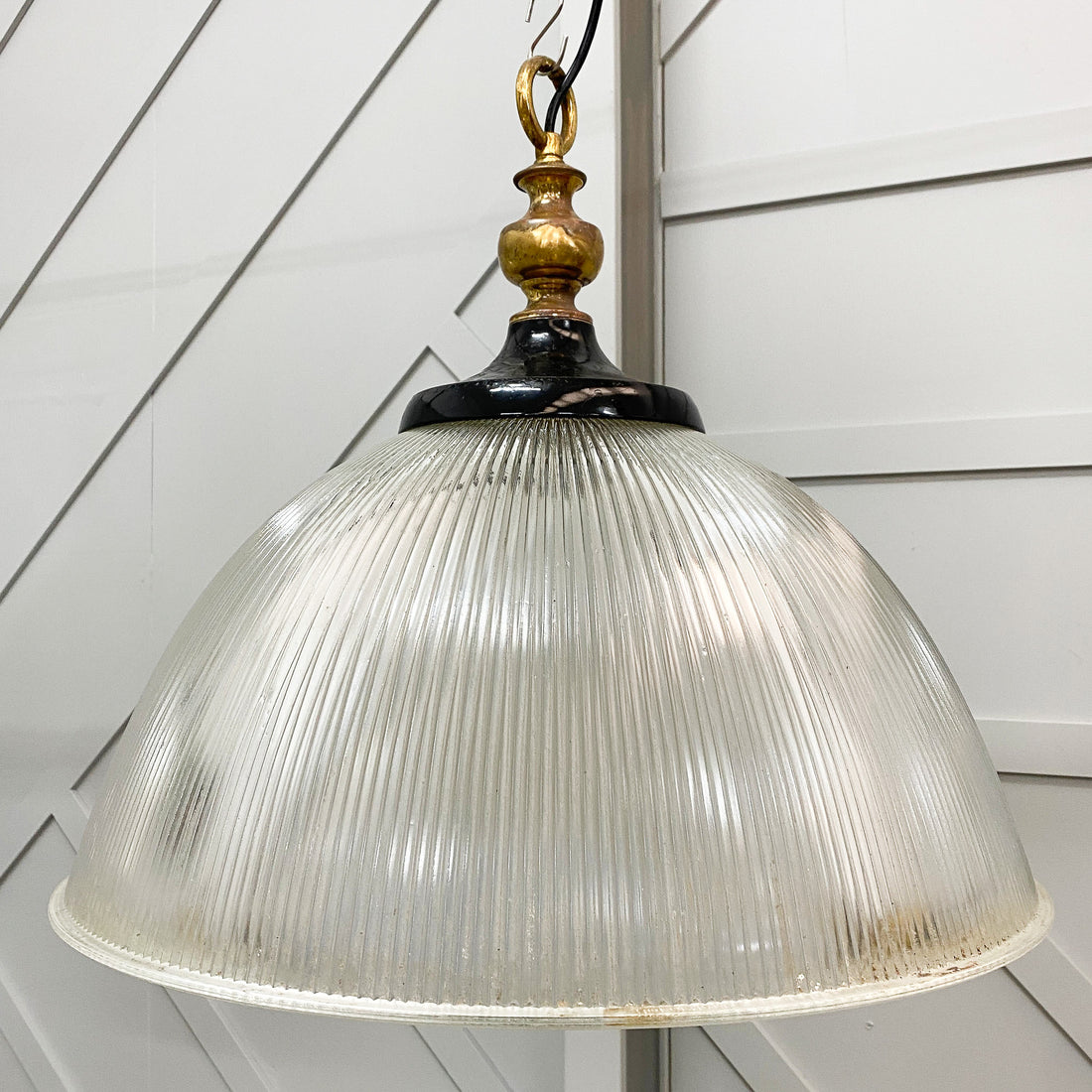 Large Vintage Holophane Pendant Lights