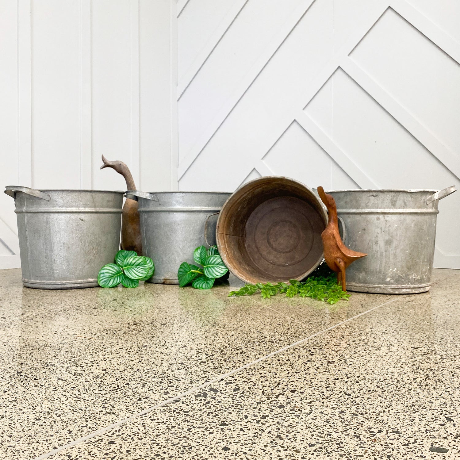 Vintage Galvanised Bucket Planter