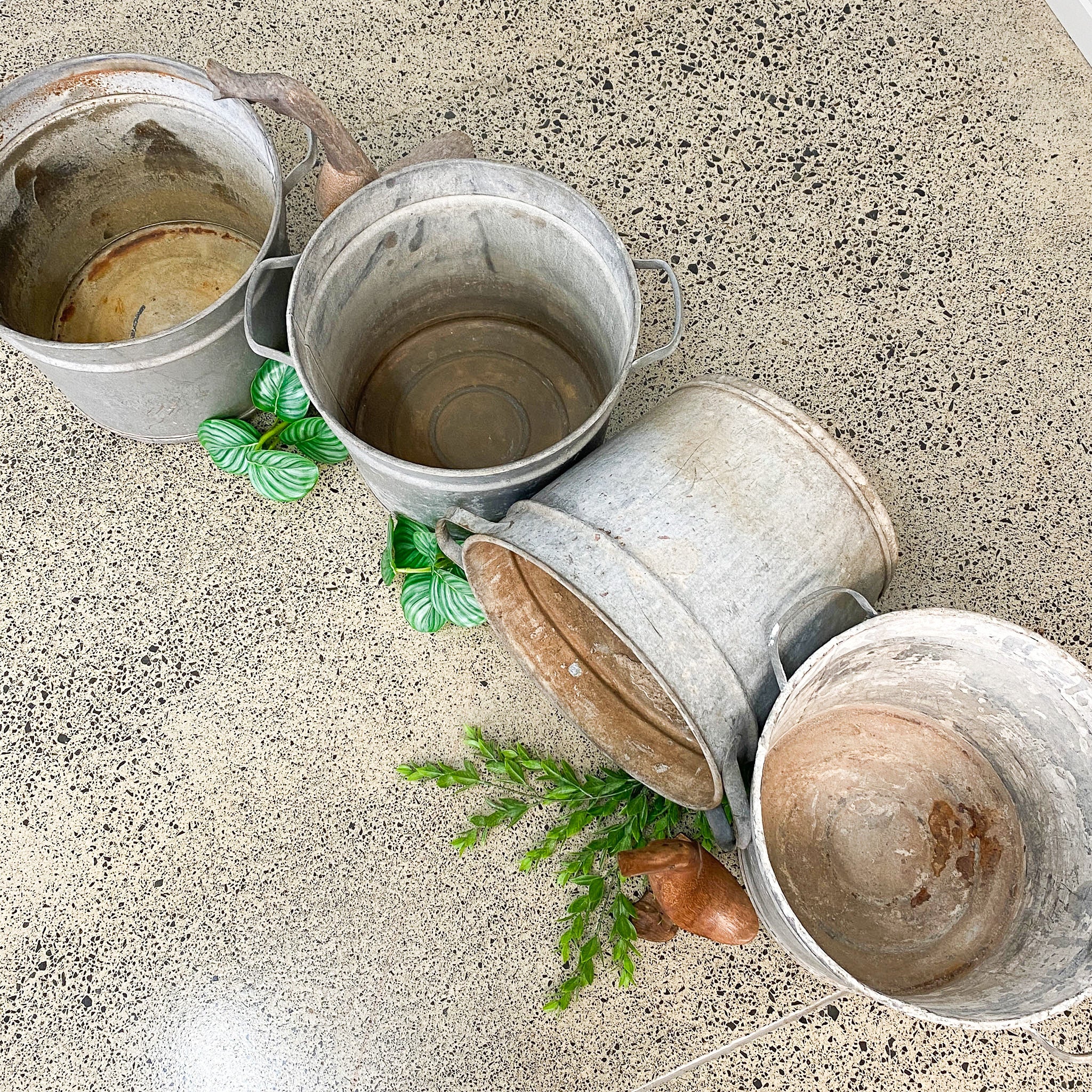 Vintage Galvanised Bucket Planter