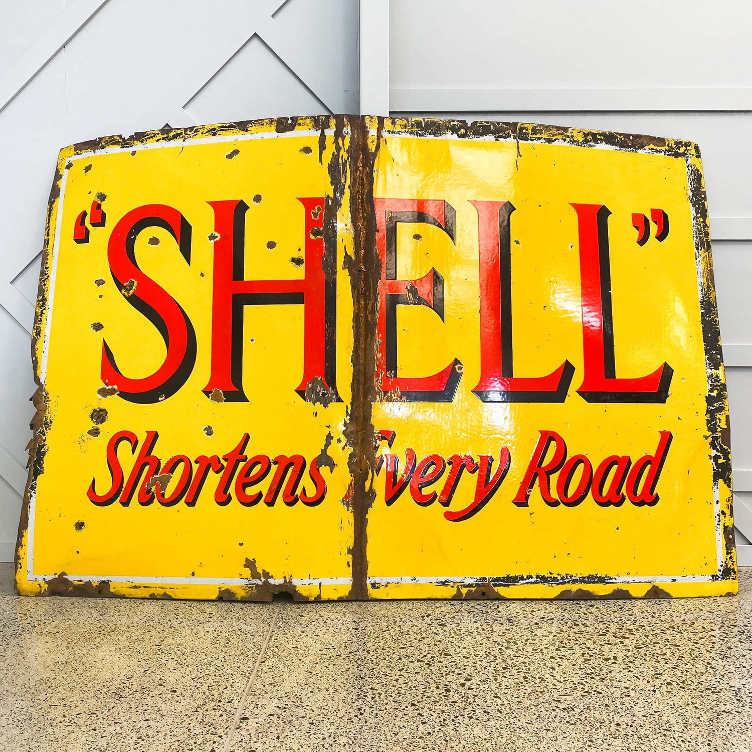 Large Shell Enamel Sign