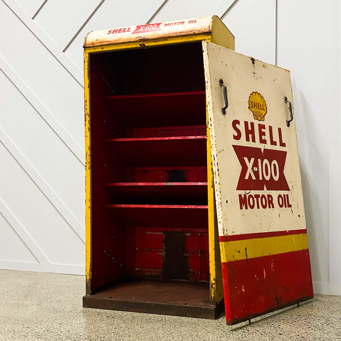 Vintage Shell X100 Oil Bottle Cabinet